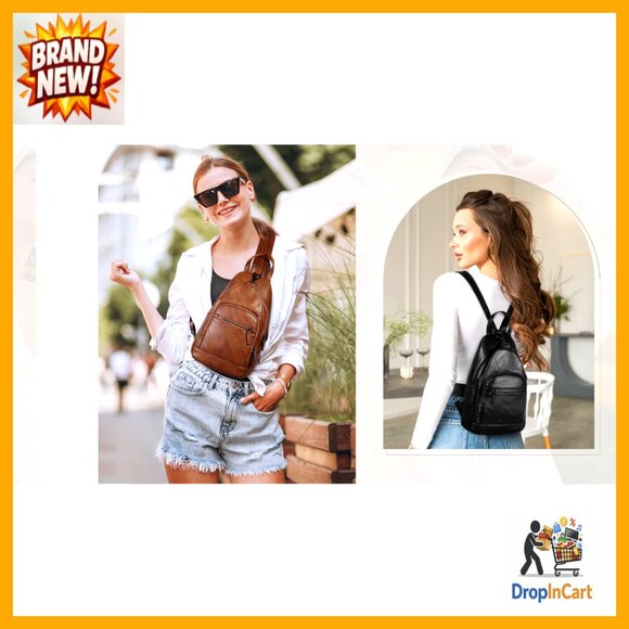 Convertible Sling Backpack Anti Theft PU Leather Daypack Women\'s Fashion Purse